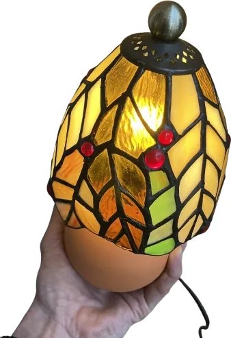 Nočná lampa Tiffany ORANGE vitráž FLORA 23*Ø12 1*E14
