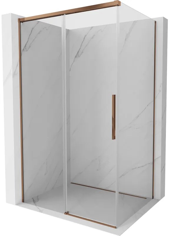 Mexen Rox, posuvný sprchový kút 130 x 95 cm, 8mm číre sklo, ružové zlato profil, 8C2-130-095-60-00