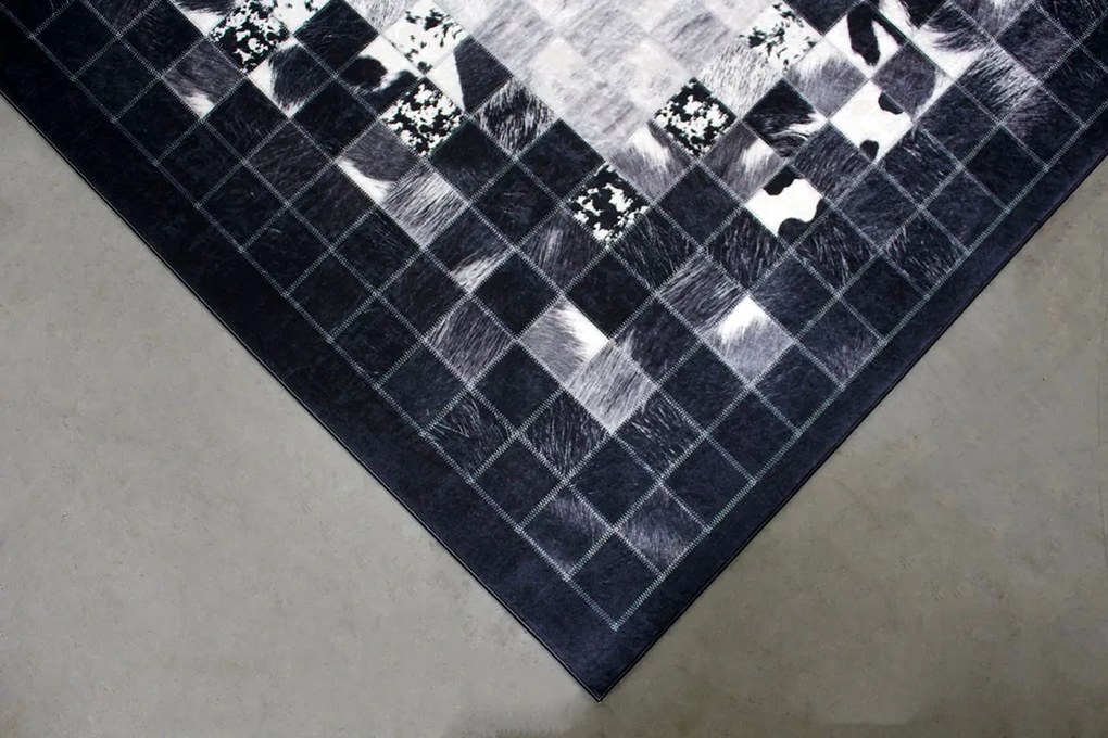 BE Koberec Porte 2054 GREY – sivý čierny obdĺžnikový Rozmer: 160x220 cm