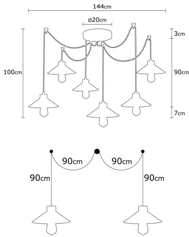 Luster na lanku MANAVGAT 6xE27/100W/230V pavúk