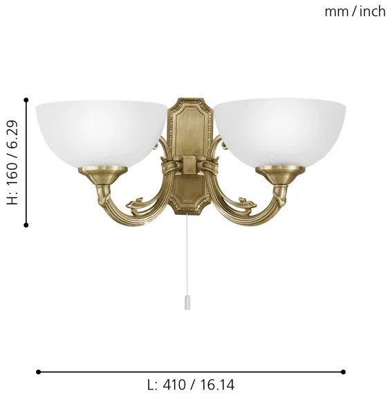 EGLO 82752 - nástenné svietidlo SAVOY 2xE14/40W