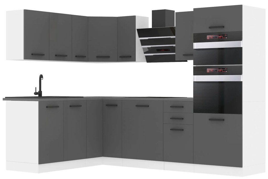 Kuchynská linka Belini Premium Full Version 420 cm šedý mat s pracovnou doskou MELANIE