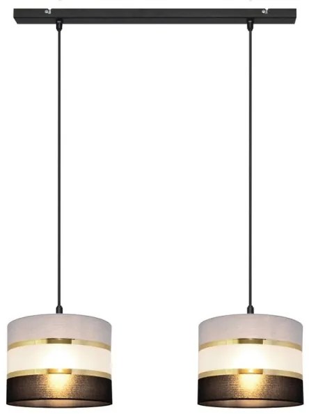 Luster na lanku HELEN 2xE27/15W/230V čierna/šedá/zlatá