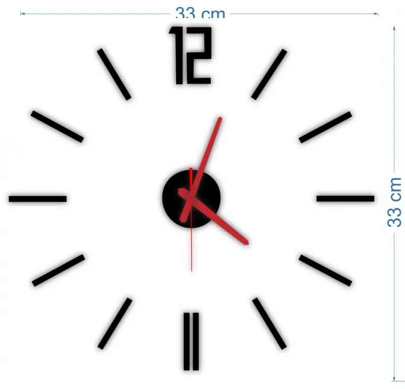 Nástenné hodiny do kuchyne nalepovacie dekorácie, zrkadlové nálepky Xmomo X0019 HEU-
