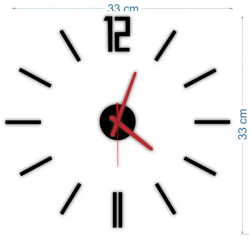 Nástenné hodiny do kuchyne nalepovacie dekorácie, zrkadlové nálepky Xmomo X0019 HEU-