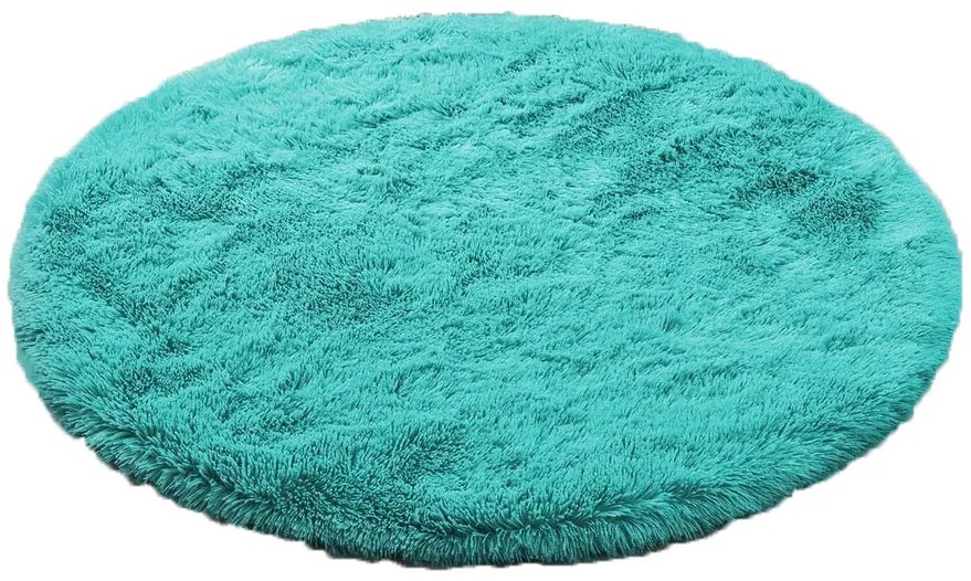 Tyrkysový okrúhly shaggy koberec Lana Rozmer: 90 cm