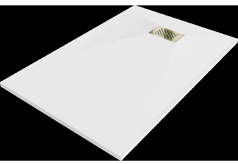 Mexen Hugo sprchový žľab obdĺžnikový SMC 130 x 70 cm, biely, zlatý kryt - 42107013-G