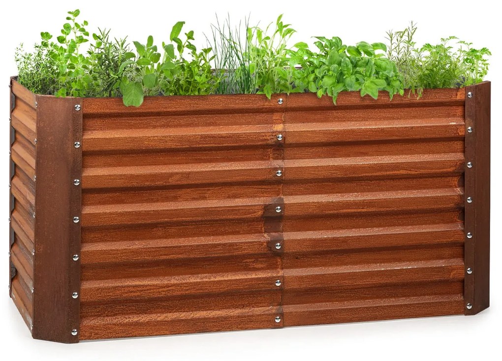 Blumfeldt Rust Grow, vyvýšený záhon, záhradný záhon, pozinkovaný oceľový plech, hrdzavá úprava