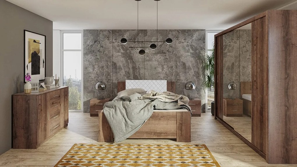 Spálňa Kler VIII, Farby: biela / biely + ekokoža soft 017 pik