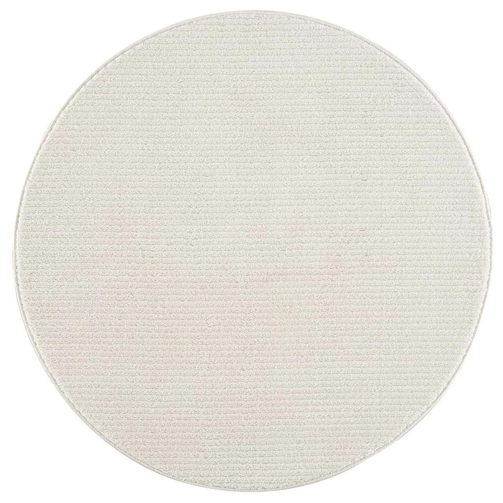Dekorstudio Okrúhly jednofarebný koberec FANCY 900 - smotanovo biely Priemer koberca: 120cm