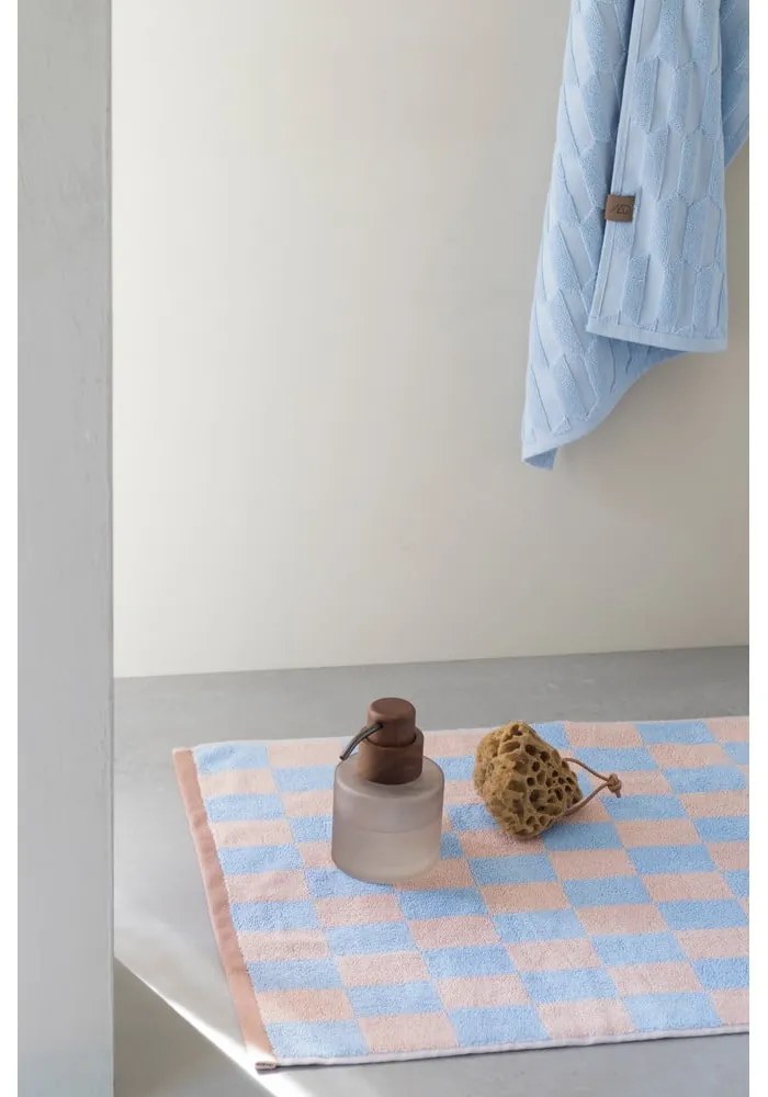 Modro-ružová kúpeľňová predložka z bio bavlny 50x80 cm Retro – Mette Ditmer Denmark