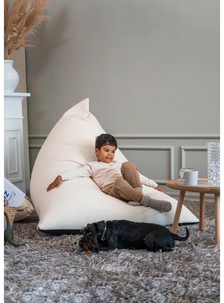 Krémový sedací vak z textílie buklé Razzmatazz – SLOWDOWN