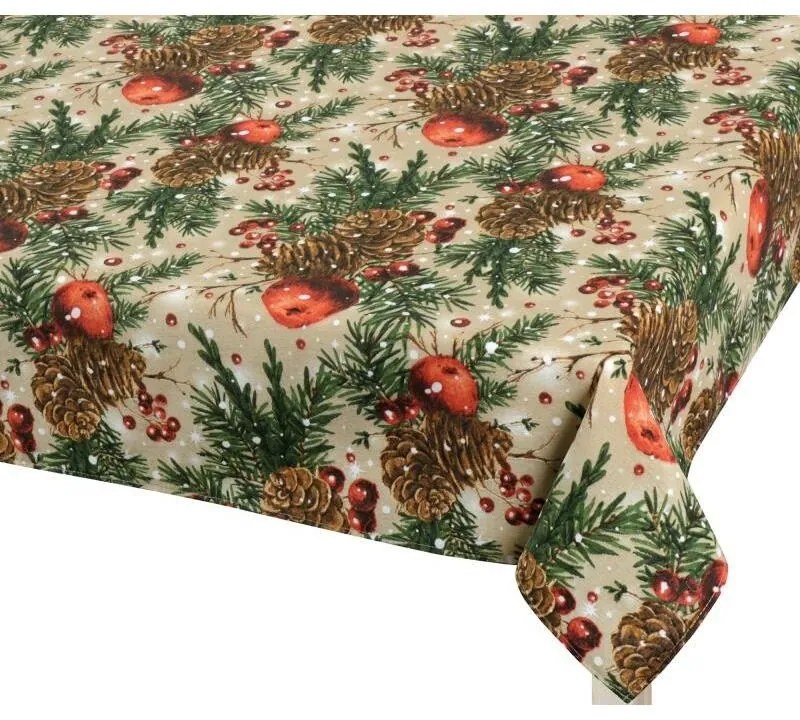 Bellatex Obrus ​​Šišky a jablká vianočné, 70 x 70 cm, 70 x 70 cm