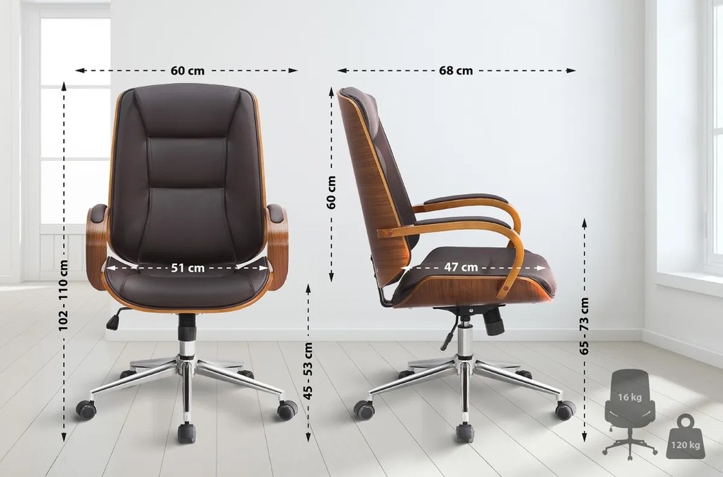 Design-Shop Kancelárska stolička Yankton - Orech / Hnedá
