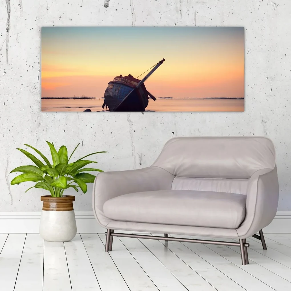 Obraz - Stroskotaná loď (120x50 cm)