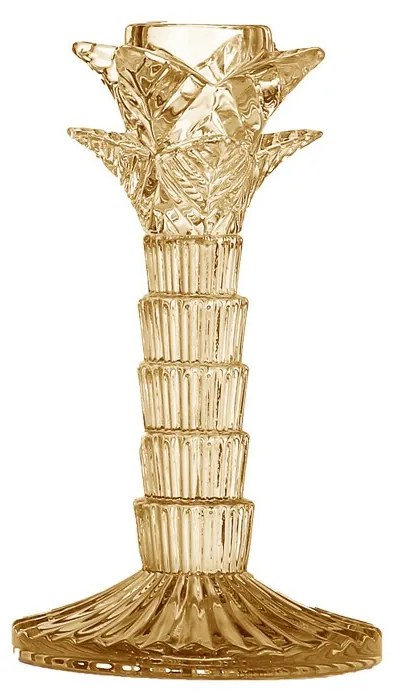 Zlatistý sklenený svietnik Palm - 9 * 9 * 16cm