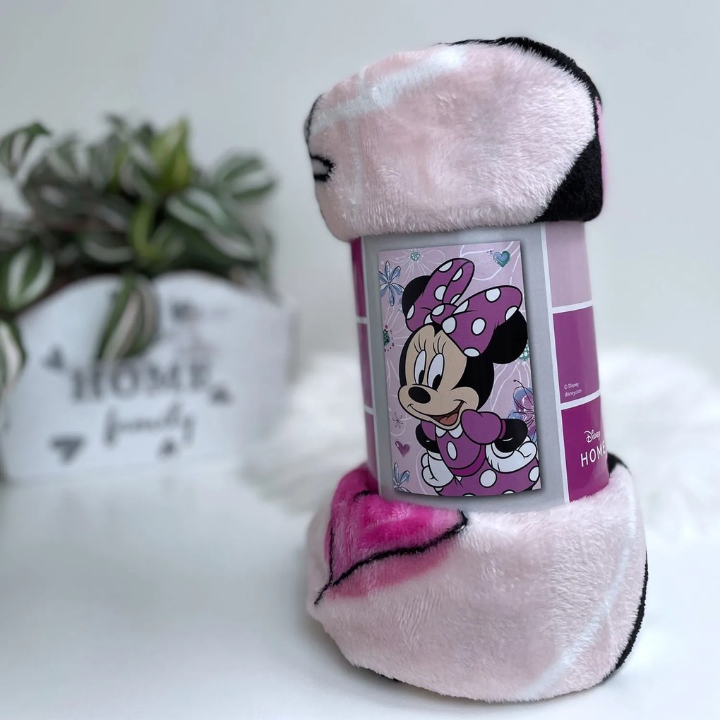 DETSKÁ FLEECOVÁ DEKA MINNIE 100X150 CM VZOROVANÁ