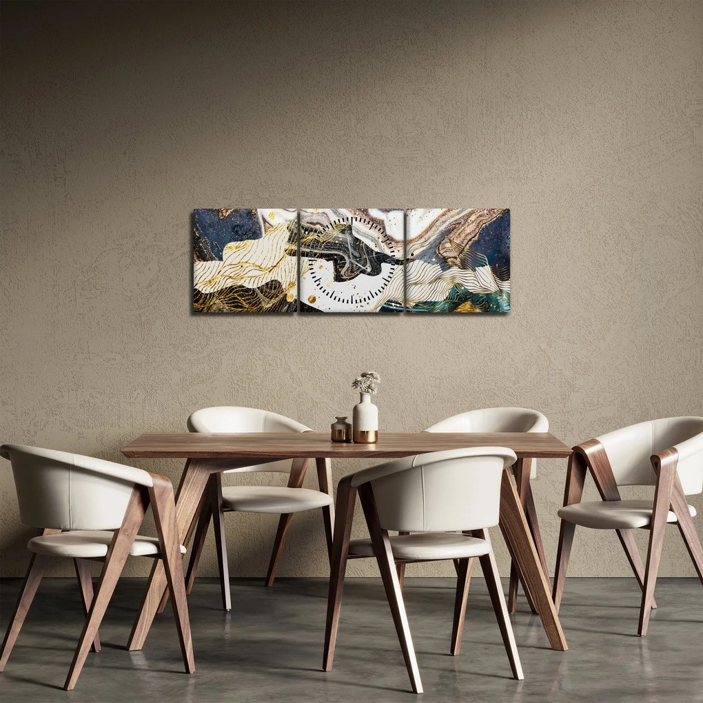 Obraz - Dizajnový mramor (s hodinami) (90x30 cm)