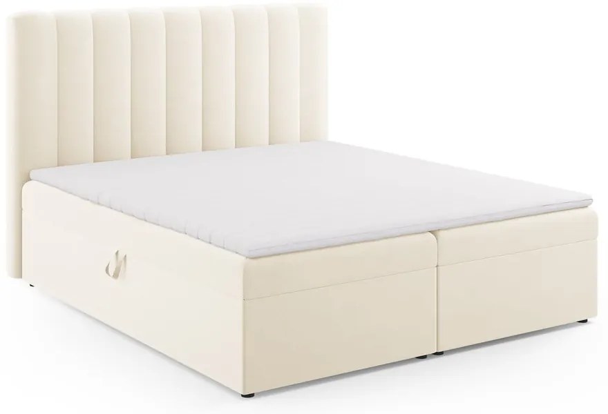 Béžová boxspring posteľ s úložným priestorom 180x200 cm Gina – Milo Casa