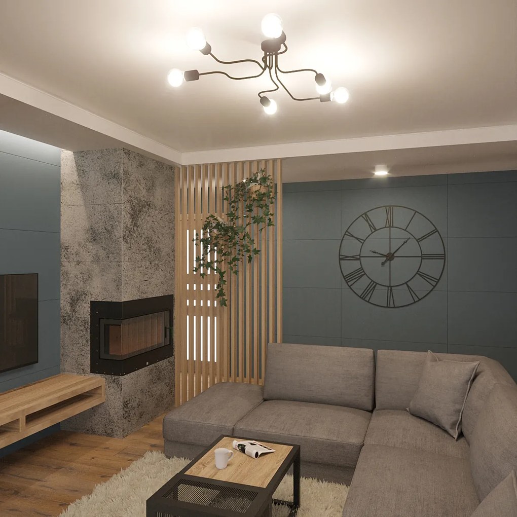 Stropné svietidlo Vector 6, biele telo svietidla