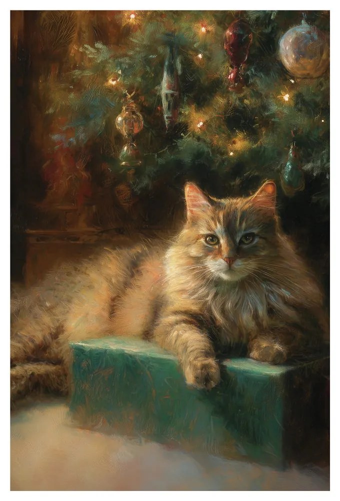 Obraz sviatočná atmosféra s mačkou