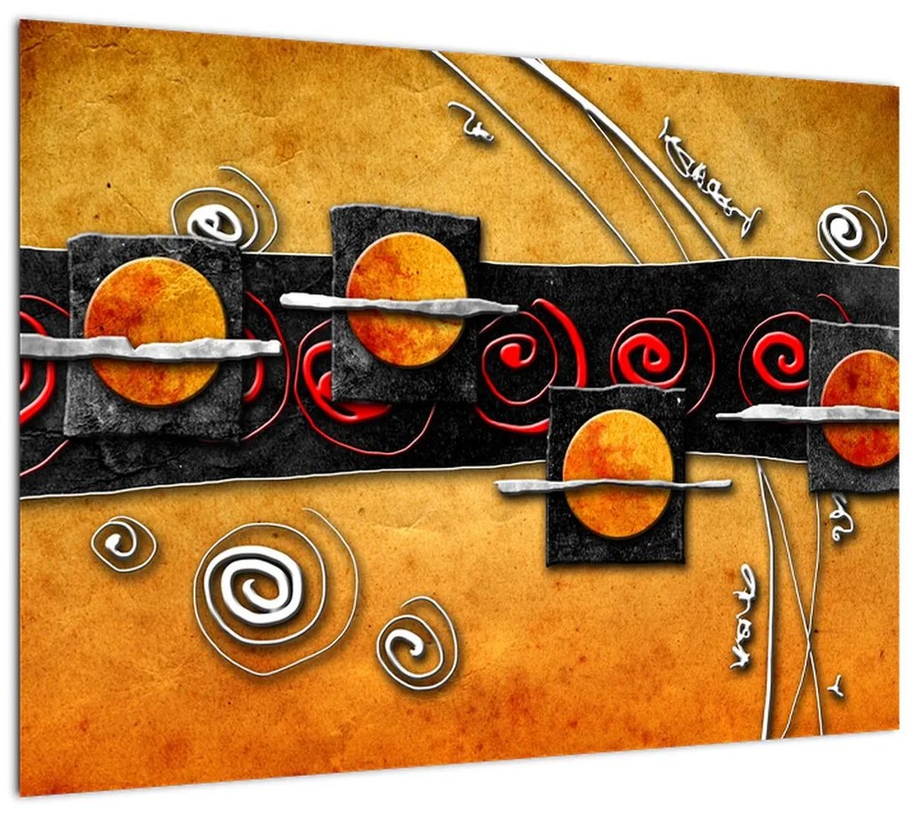 Sklenený obraz abstrakcie - Planéty (70x50 cm)