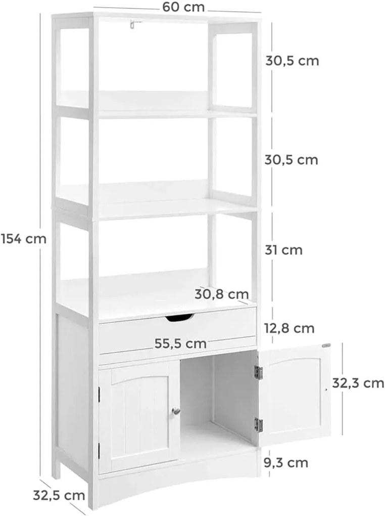 Koupelnová skříňka VASAGLE OXYLAS bílá