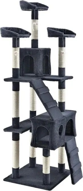 Mačacie škrabadlo 170 cm s pelieškami, domčekmi a stĺpikmi