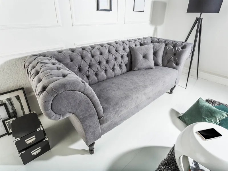 Paris Chesterfield sedačka sivá