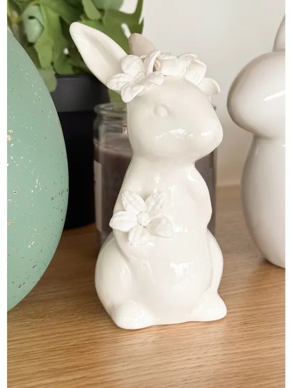 Porcelánový zajačik LILY BUNNY 12 cm biely