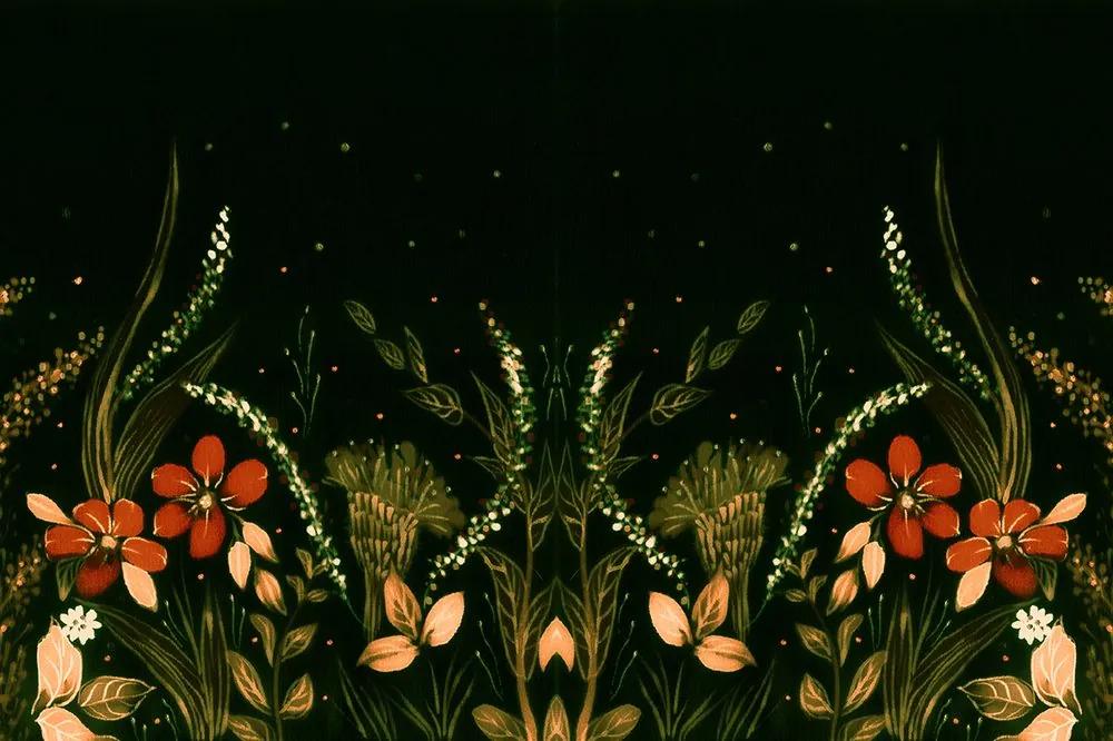 Samolepiaca tapeta originálny ornament z kvetov