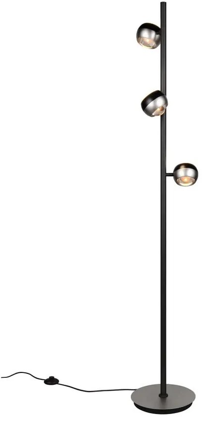 Čierna/v striebornej farbe LED stojacia lampa (výška 150 cm) Orbit – Trio Select