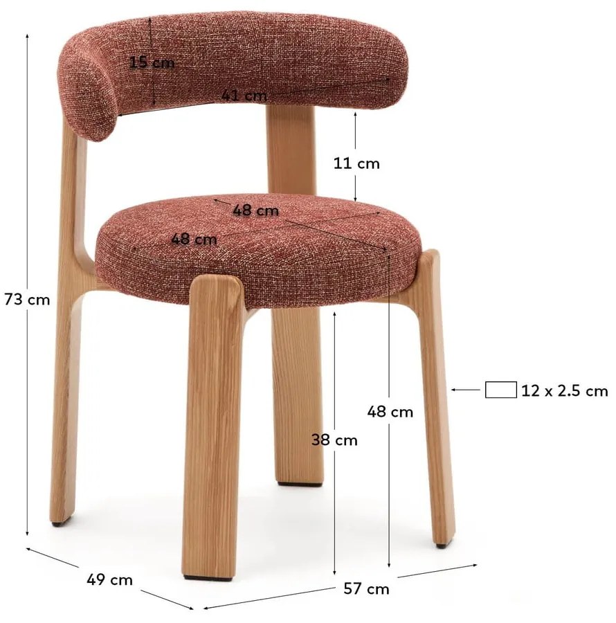 Jedálenská stolička z jaseňového dreva v prírodnej farbe/v terakotovej farbe Granite – Kave Home