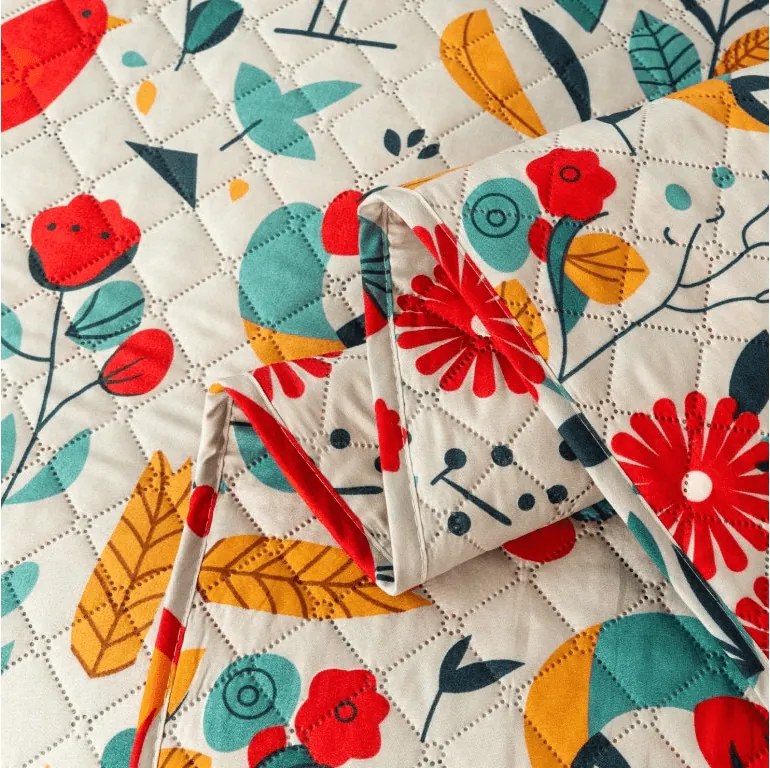 Prehoz na posteľ RETRO BIRD farebný Rozmer: 170 x 210 cm