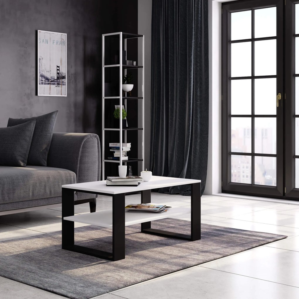 Konferenčný stolík DOMI II biely/čierny