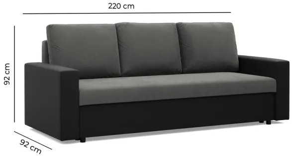 Trojmiestna rozkladacia sedačka LUNA sivá / čierna