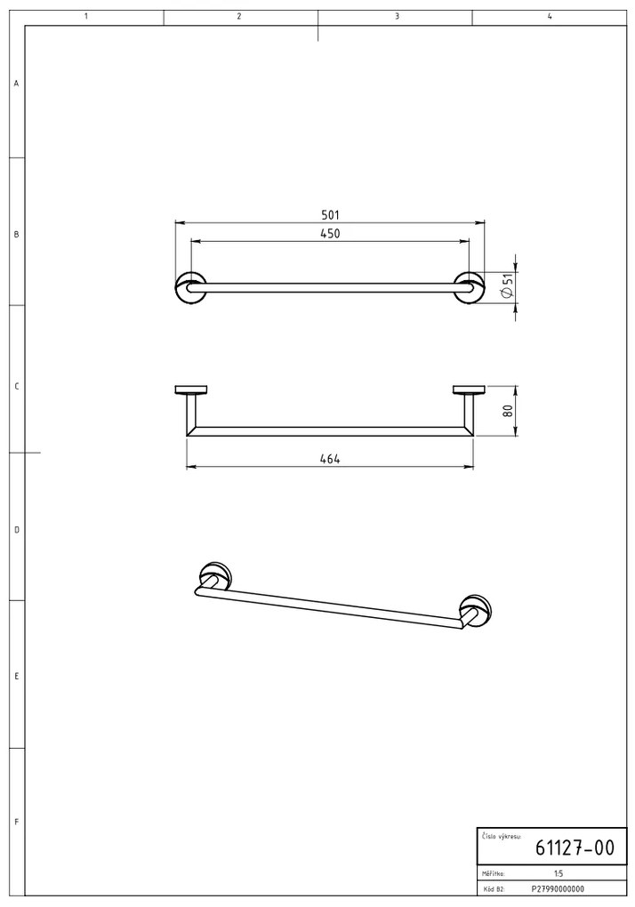 Novaservis - Držiak uterákov 500 mm Metalia 11 chróm, 0127,0