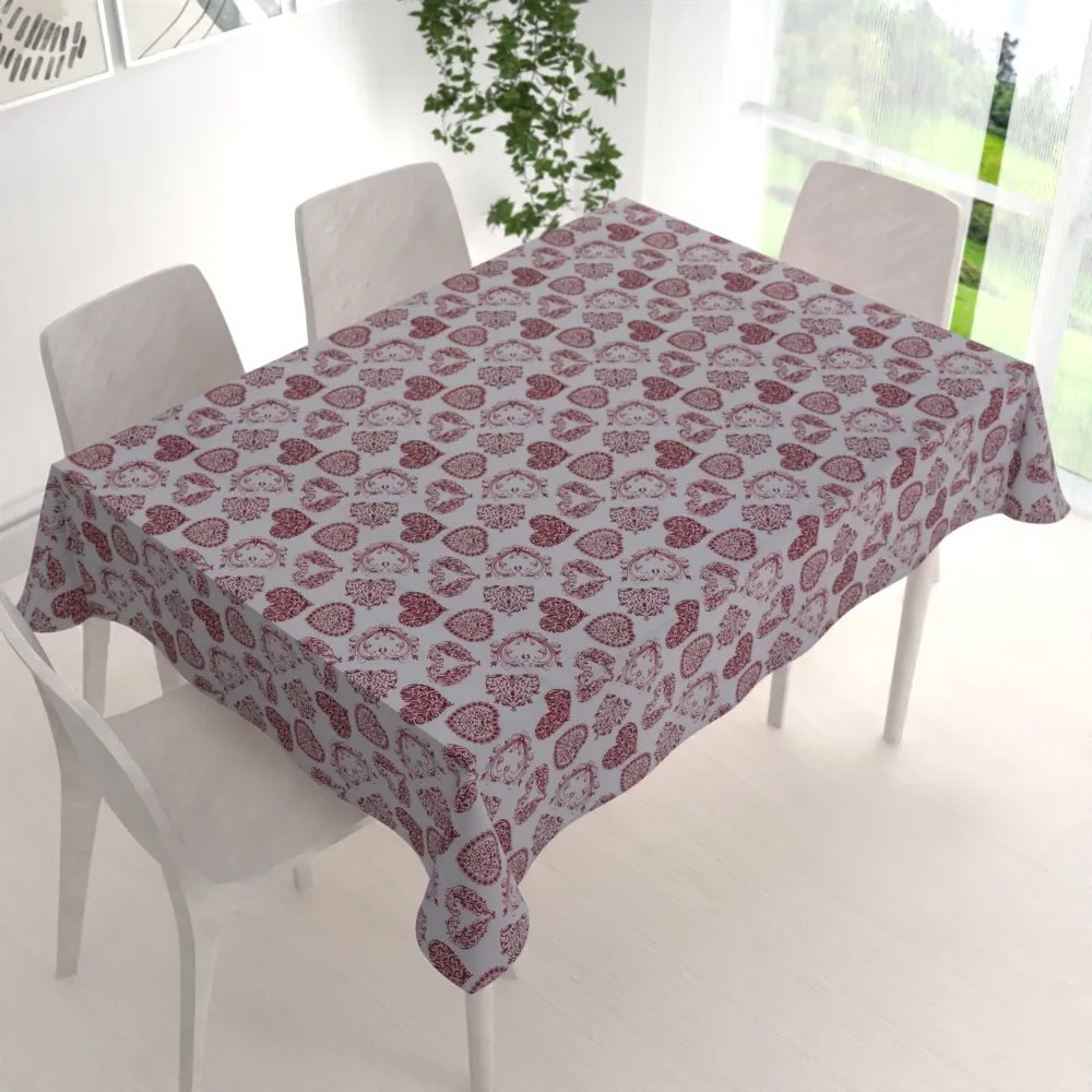 Biante Dekoračný obdĺžnikový obrus PML-095 Vínové srdcia na sivom 140x160 cm