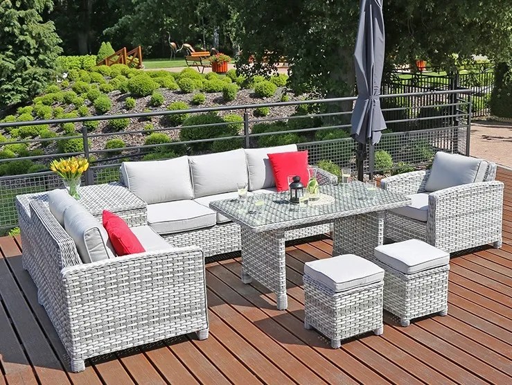 Rohová súprava BERGEN s kreslom a boxom svetlo-sivá