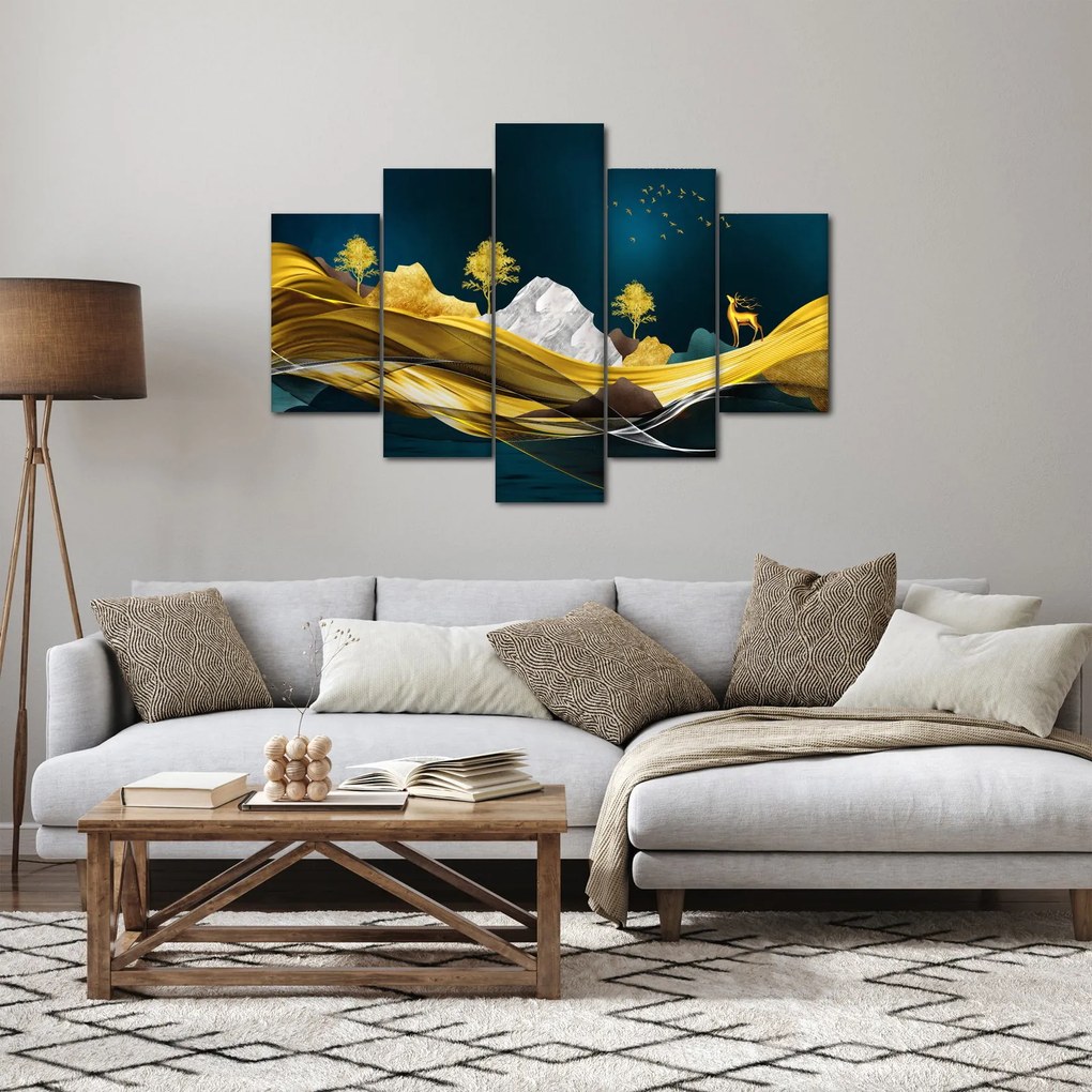 Obraz - Jeleň v krajine (150x105 cm)