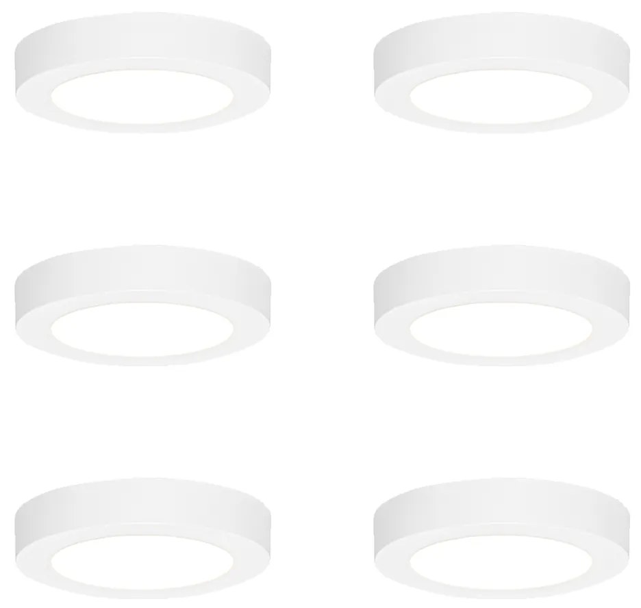 Sada 6 zapustených alebo povrchových bodových svetiel biela 14 cm vrátane LED 3-krokové stmievanie do tepla - Trans