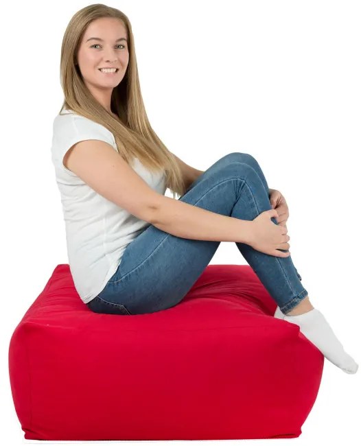 Plyšová taburetka červená