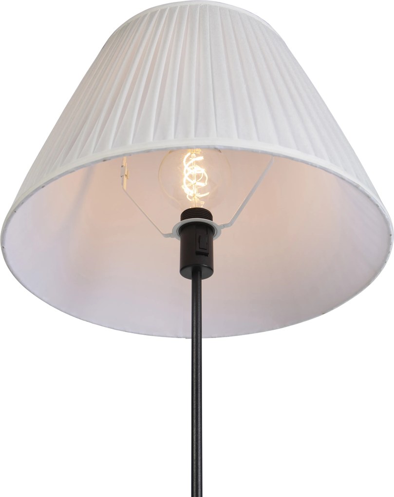 Stojaca lampa čierna so skladaným tienidlom krémová 45 cm nastaviteľná - Parte