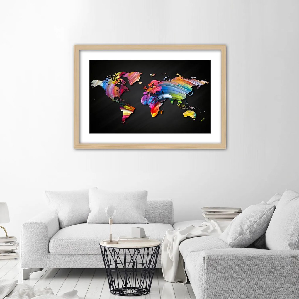 Gario Plagát Mapa sveta v rôznych farbách Farba rámu: Bez rámu, Rozmery: 60 x 40 cm