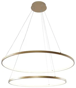 Závesné LED svietidlo BRENO 2 krúžky, zlaté 80 cm