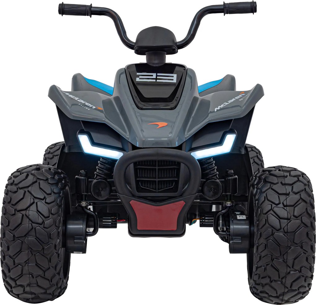 Ramiz McLaren Racing MCL 35 detská štvorkolka šedá + diaľkové ovládanie + pomalý štart + EVA + LED audio