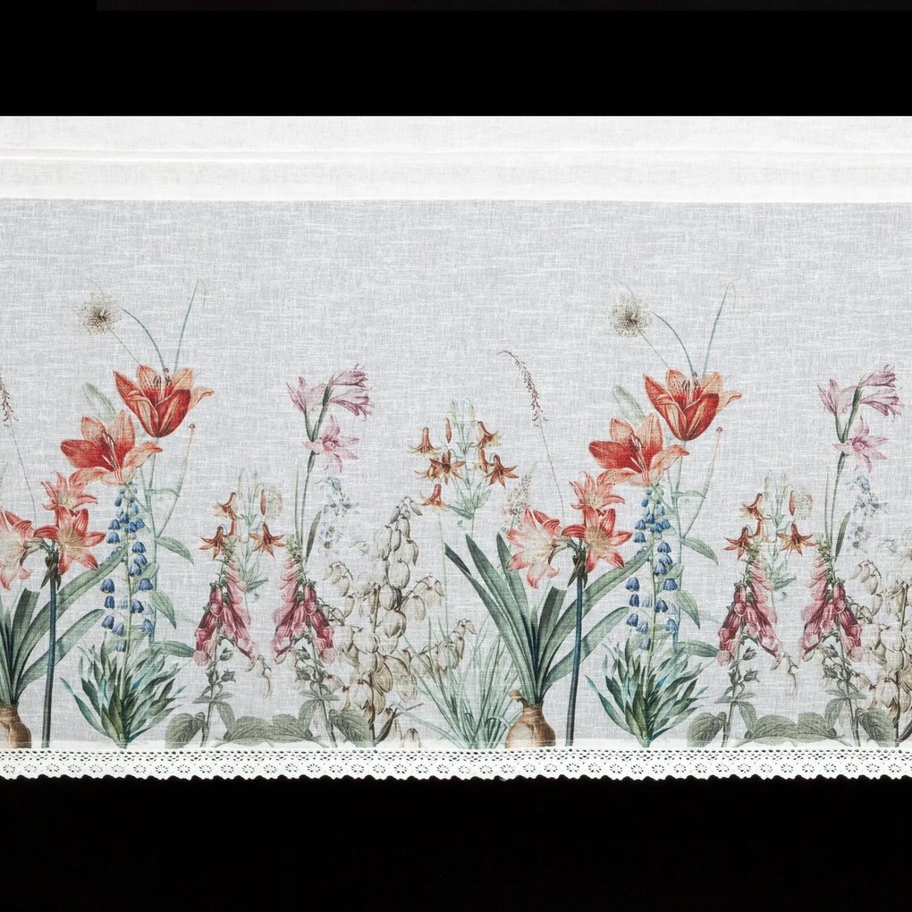 EUROFIRANY KRÁTKA ZÁCLONA NA PÁSKE NEMEZJA 150X60 CM KVETY