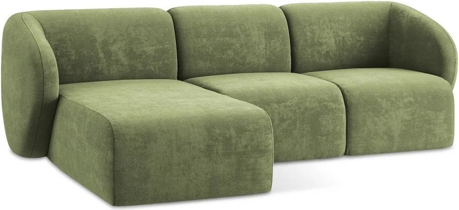 Zelená ženilková rohová pohovka (ľavý roh/s leňoškou) Lani – Makamii