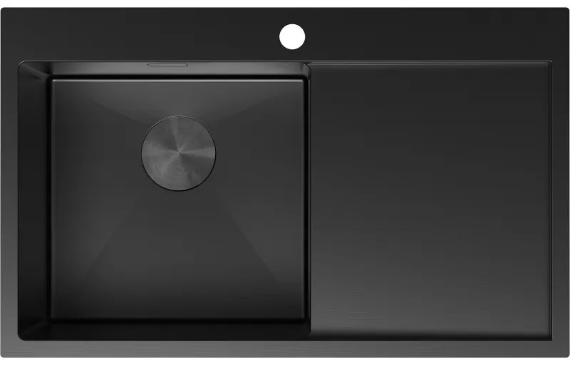Mexen Exar, 1-komorový nerezový drez s odkvapkávačom, ľavý, 780 x 480 mm, čierna, 6433781010L-70