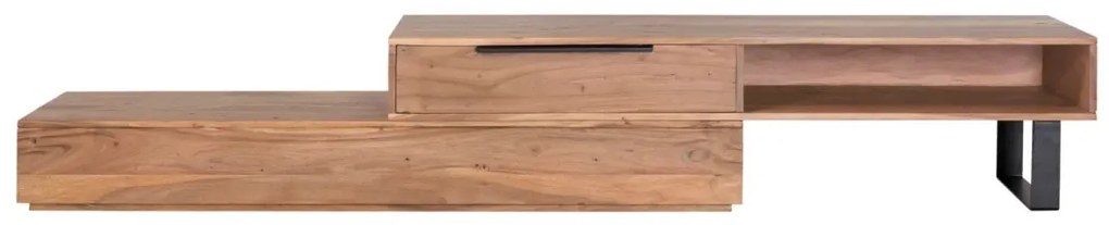 furniture-nabytek.cz - Masivní TV stolek Auckland z akácie, lakovaný, hnědý – 155×45×40 cm